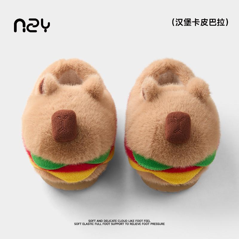 

Милые хлопковые тапочки-бургеры женские зимние с сумкой на каблуке теплые новые домашние комнатные пушистые хлопковые туфли женские 40-41 коричневый