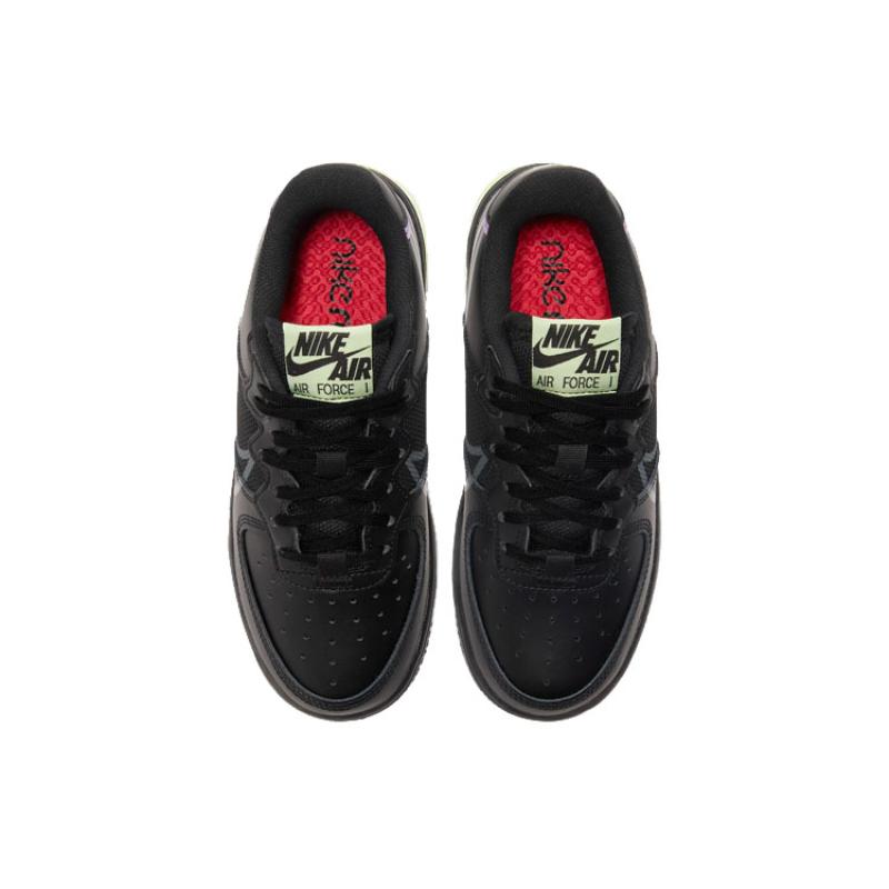 Nike Air Force 1 Low React Black Violet Star Barely Volt GS Sneakers CD6960-001