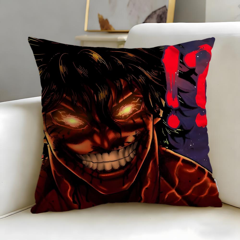 Popular Anime Kengan Ashura Cushion Cover Soft & Easy-Wash Pillow Case – Versatile for Couch, Bed, Travel and Office