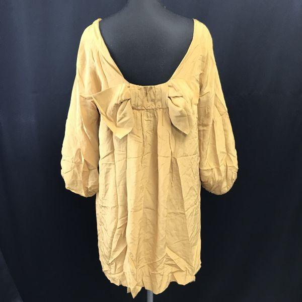 GRACE CONTINENTAL Sukienka Tunika 100% Jedwab Dekolt U Kobiety 36 S Żółto-Brązowy cBH574(UŻYWANY)