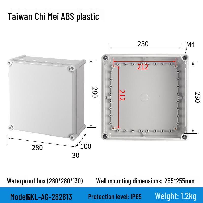 Outdoor Waterproof ABS Power Supply & Monitoring Socket Box with Wiring Terminal & Button
