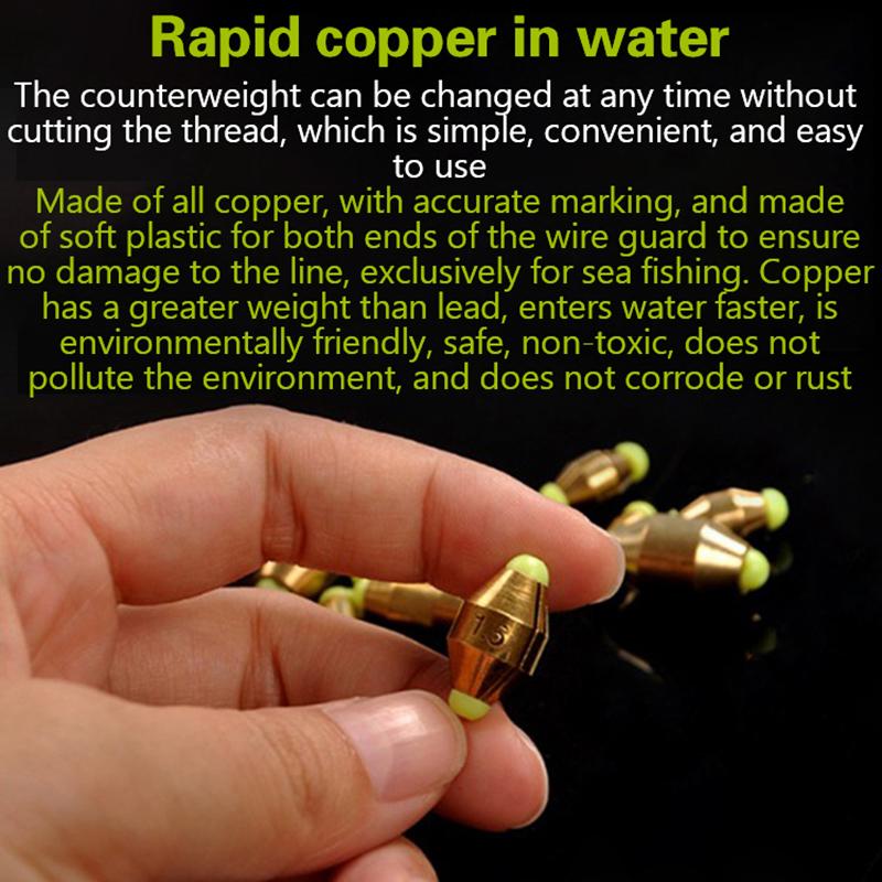 Outdoor Fishing Artificial Copper Sinker Small Lead 1g 2g 3g 4.5g 5.5g 7.5g 11g 14.5g 18g Sinker Weights Tackle Accessories