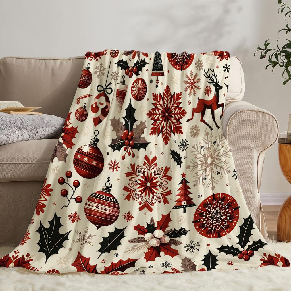 Christmas Creative Throw Blanket Flannel Print Blanket Super Soft Cozy Sofa Nap Blanket Home Blanket Perfect Home Gift for Her