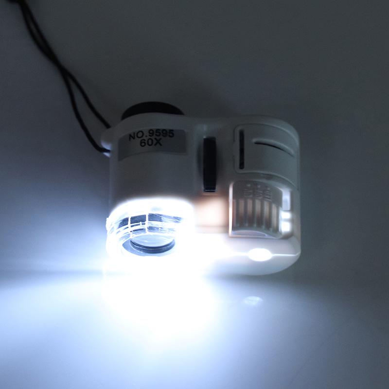 60X Mini Magnifier Microscope With Led Light Jewelry Jeweler Currency Dectector