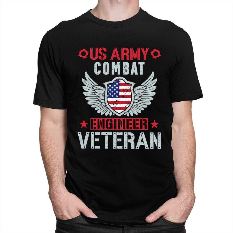 Custom US Army Combat Engineer Veteran T Shirt for Men Tshirt Tees Tshirts Slim Fit