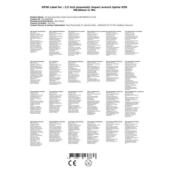 Douille à Choc, Douille XZN, 1/2 Pouce, M6