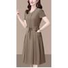 Fashion Summer Solid Color Short Sleeve Dress for Women Slim Fit Waist Cover Belly Elegant