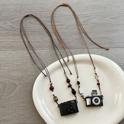 Retro Small Camera Necklaces Flash Light Vintage Sweater Chain  Dress Up Accessories