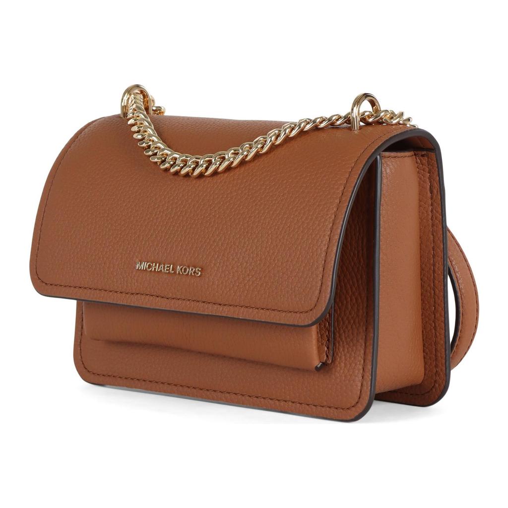 Michael Kors Claire Gold Logo Magnetic Closure Pebbled Leather Crossbody Shoulder Bag Women Bags Brown 32T4GC7C1T-230
