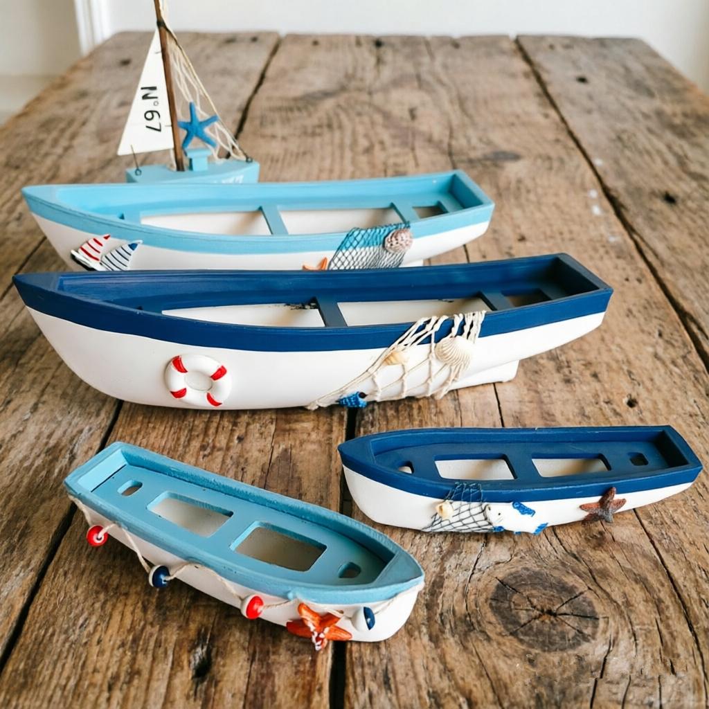 Nordic Vintage Wooden Boat Model Handmade Craft Ship Home Decor Living Room Table Centerpiece Creative Gift Room Decoration