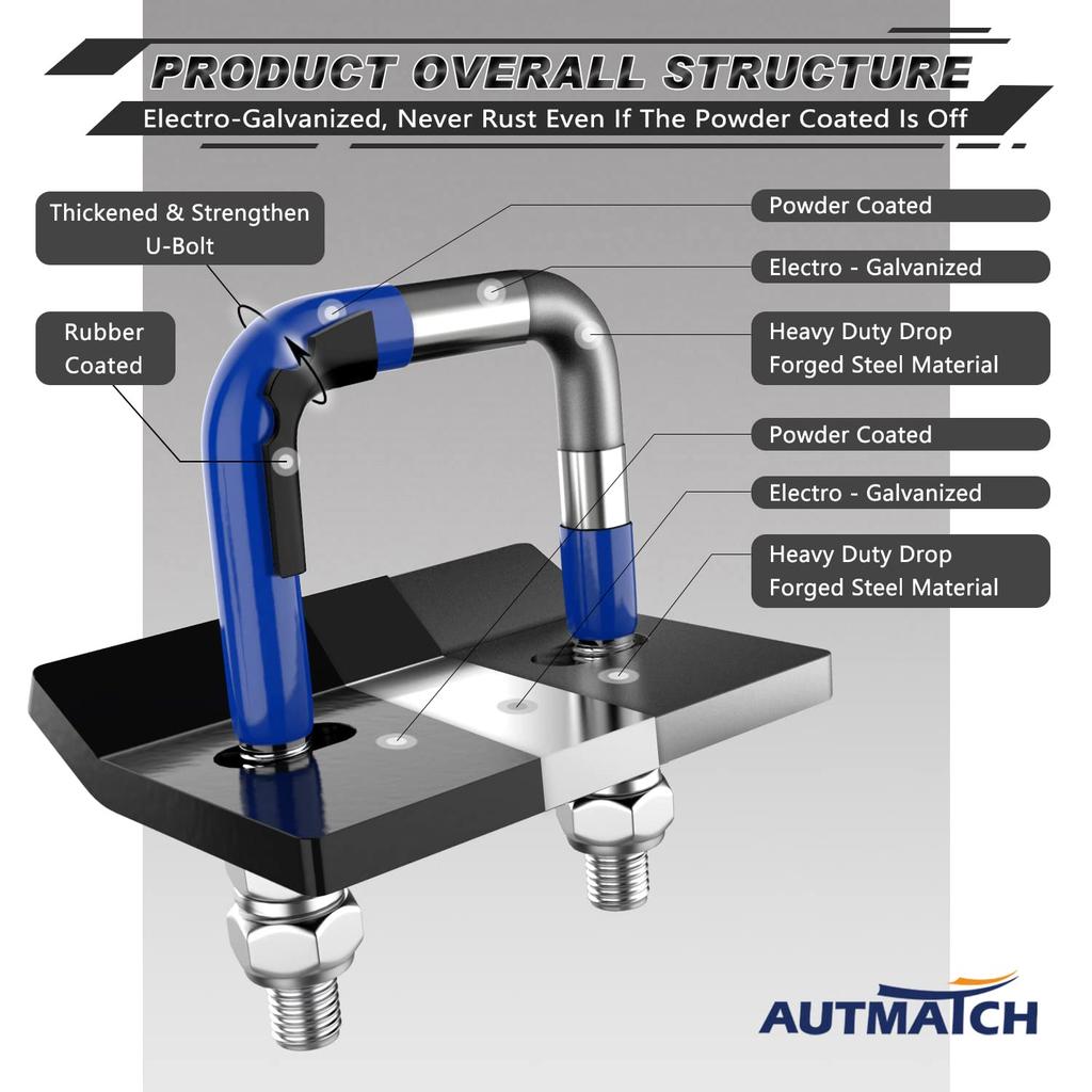 AUTMATCH Hitch Tightener Anti-Rattle Clamp, Heavy Duty Hitch Stabilizer for 1.5" and 2" Trailer