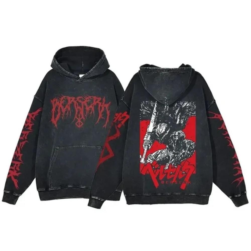 Hanorac Vintage pentru Bărbați Anime Berserk Manga Grafic Larg Modă Pulover Îmbrăcăminte de Toamnă Haine Casual Topuri Femei Hanorace