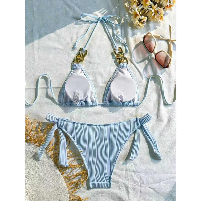 Fashion Sexy Solid Lace Up Bikini Women Split Swimsuit Beach Brazil Bikini 2026 New All Season Backless Bikinis 2 Piece Set