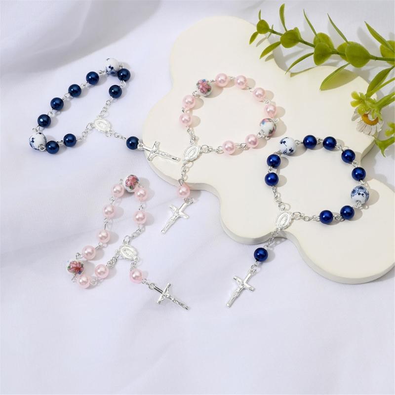 Elegant Crucifix Charm Bracelet Religious Symbol Jewelry Alloy Design Wristband For Daily Wear Secure Lock Clasp