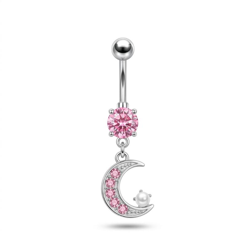 Belly Button Piercing Heart Ring Stainless Steel Copper Anti-Allergy Navel Jewelry for Summer Beach Swimming Accessories