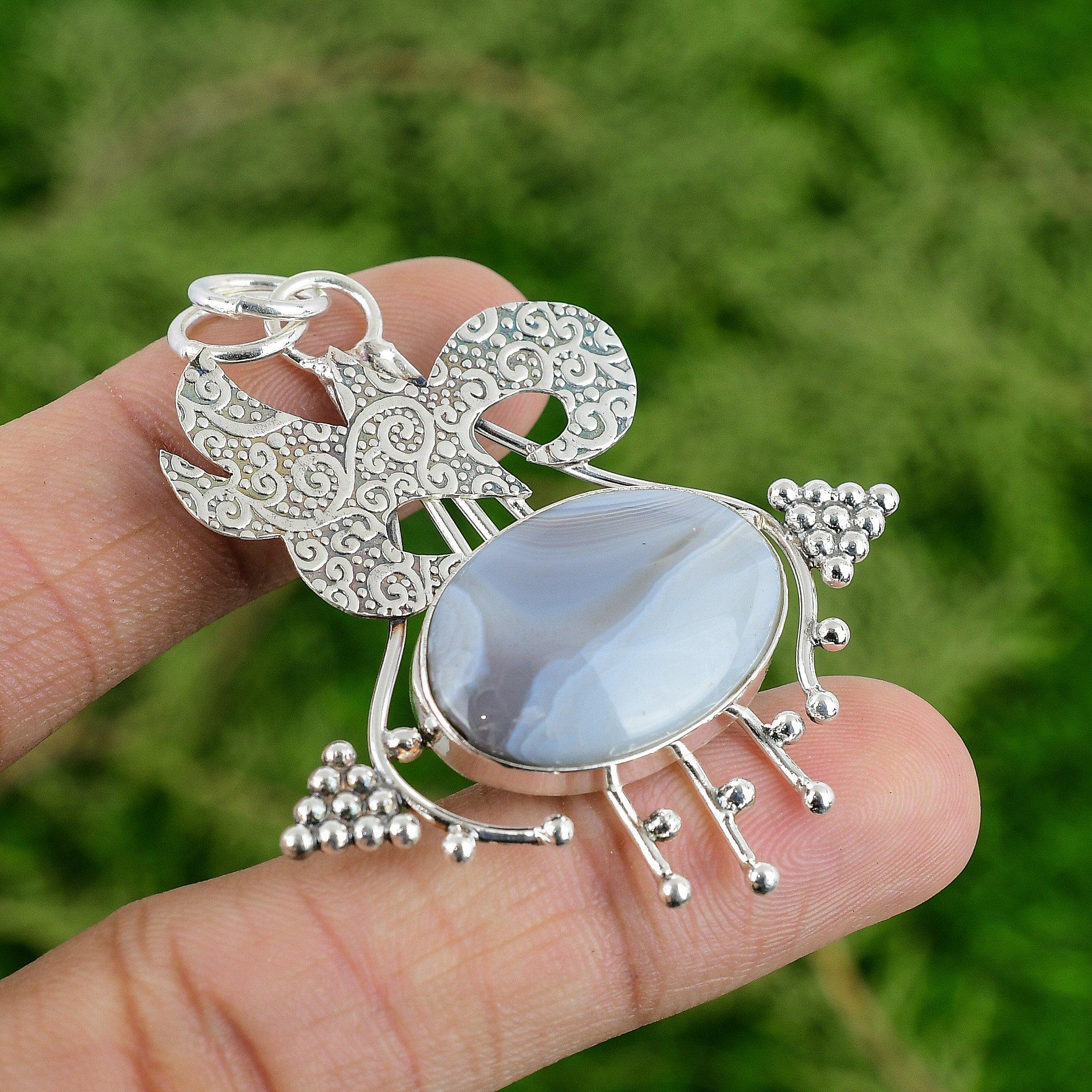 

Распродажа ко Дню дочерей Овальный Натуральный Ботсванский Агат 925 Стерлинговое Серебро Безель Подвеска