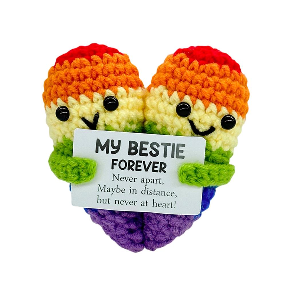 Best Friend - Knitted By Hand With Yarn Hugging Heart Shape, Spreading Positive Energy