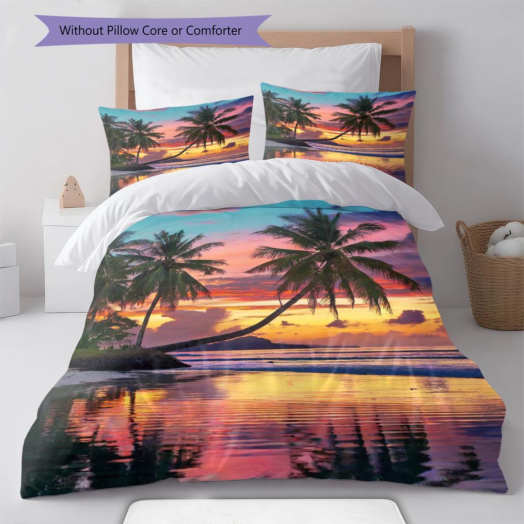 Beach Sea Shell Pattern Bedding Quilt Set Quilt Cover Pillowcase Home Decoration Birthday Gift (1 * duvet cover + 2 * pillowcase, without core)