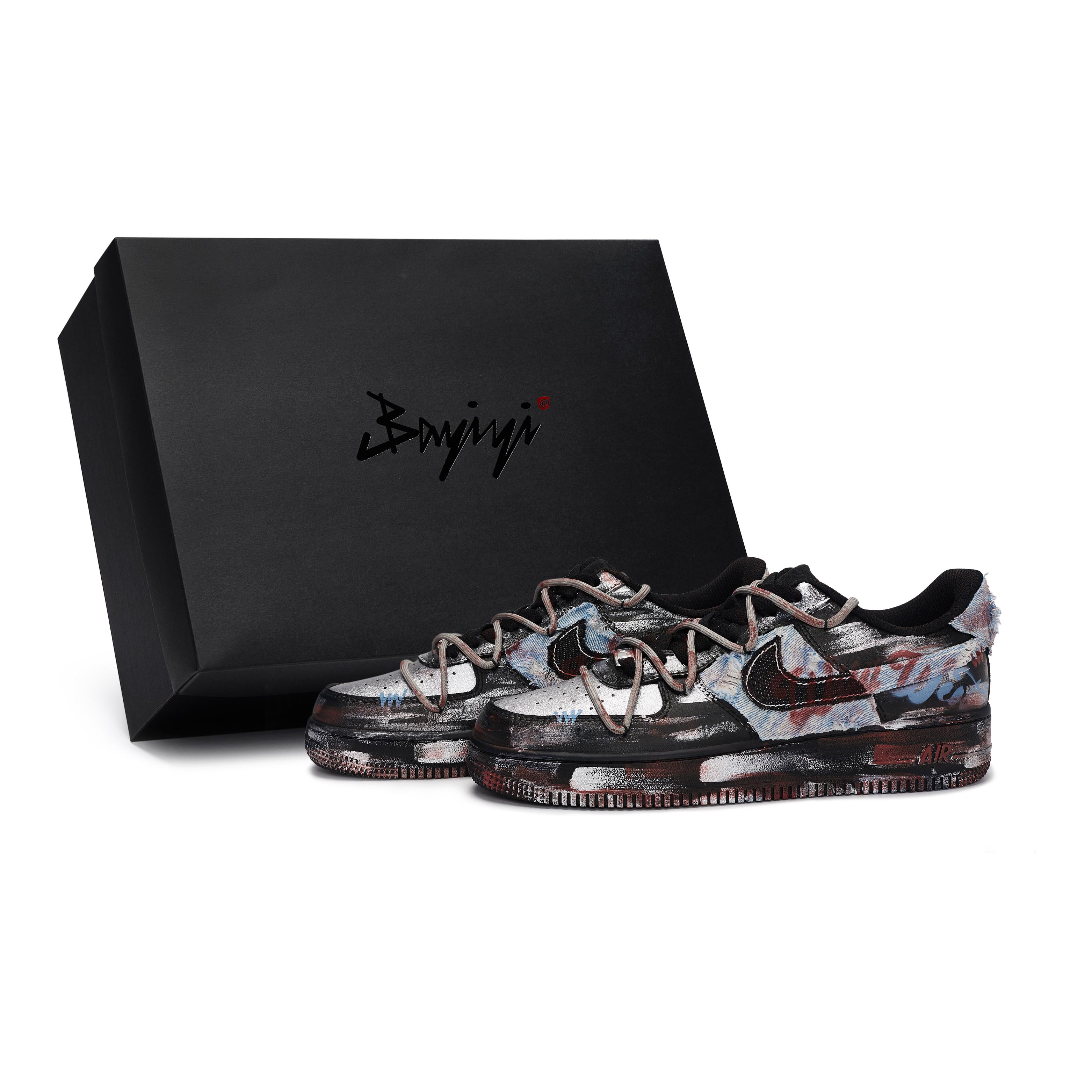 

Nike Air Force 1 811 Manufacturing, Special Shoe Box Slip Resistant Low top Skateboard Shoes Unisex Black Silver Red CW2288-001(Team80-S-BOX) 35.5