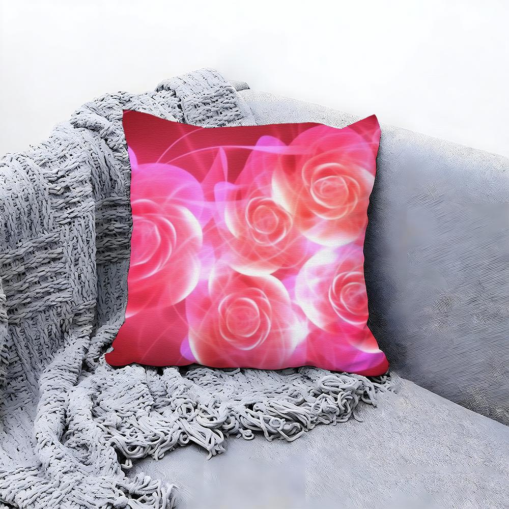 Abstract Rose Flower Cushion Cover Premium Comfort Reversible Pillow Cove -Two In One Design for Any Room & Car Interior