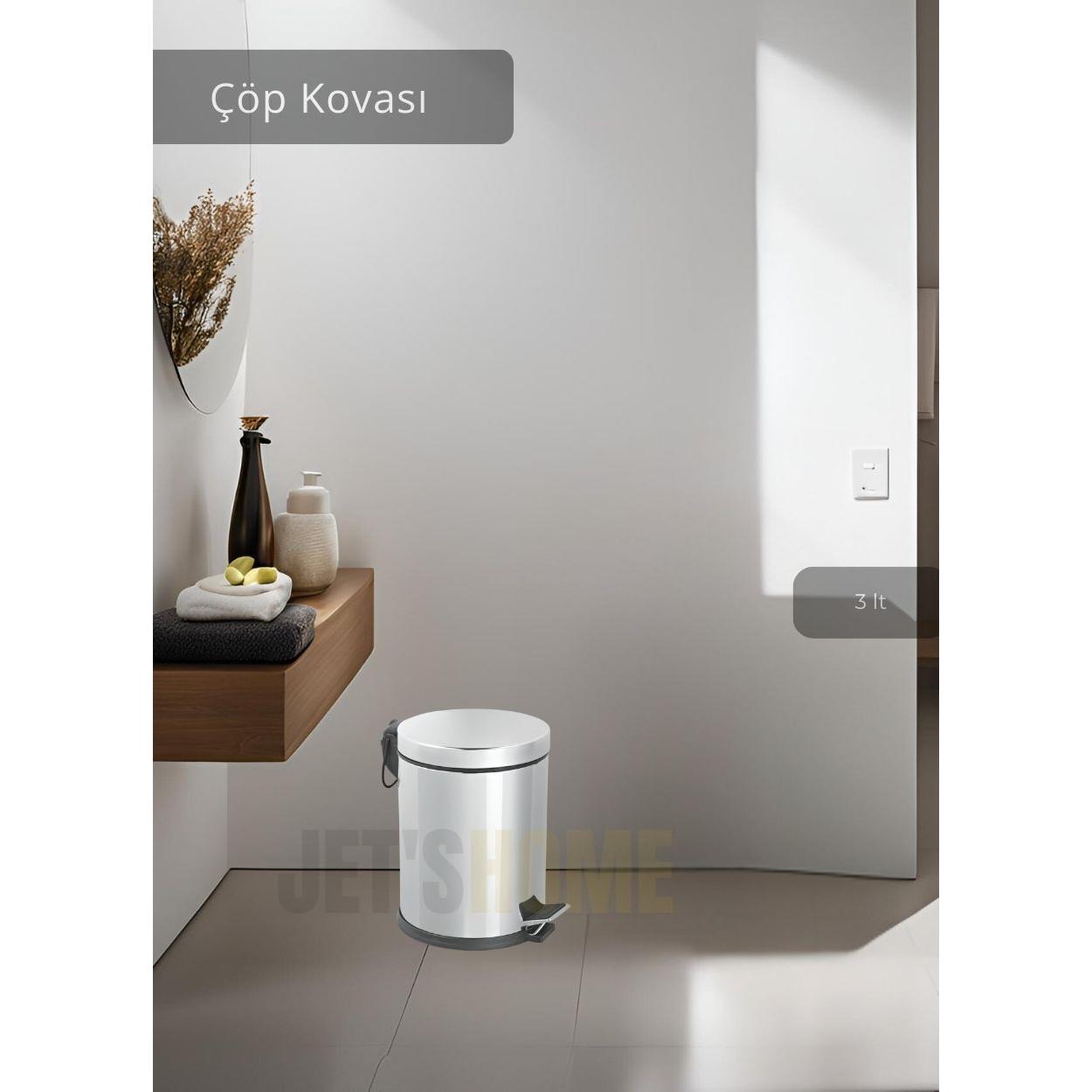 

Pedal Bathroom Trash Can Stainless 3 Lt Kitchen Trash Can White