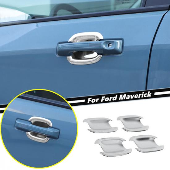 For Ford Maverick -2025 ABS Chrome Exterior Door Handle Bowl Cover Trim 4PCS