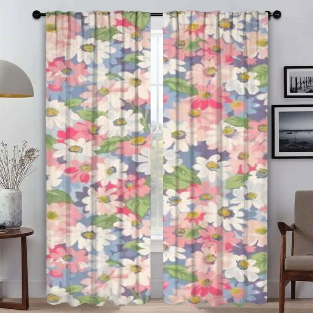 Blumen Trennvorhänge für Wohnzimmer Vorhangschattierungen Mückenschutzvorhänge 2 Stück Halloween Dekoration Tüll für Schlafzimmer