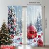 2 Stück 2D Flachdruck Weihnachtsfeier Vorhang Zuckerstange Schnee Winterwunderland Stoff Ohne Strom Festliche Feiertage