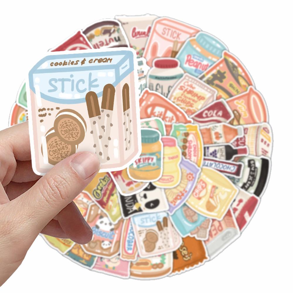 10/30/50pcs Kawaii Cartoon Snack Packaging Stickers Cute Creative Graffiti Decals Luggage Notebook Phone Guitar Sticker Toy Gift