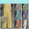 Casual Cotton Linen Sleeveless Pantsuit With Pockets For Women Spring
