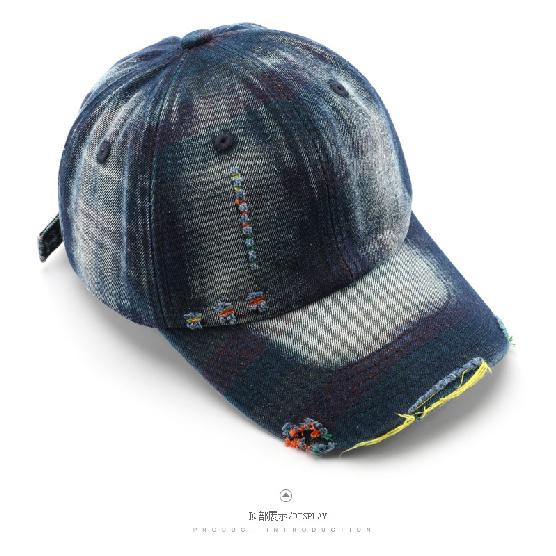 Women's Washed Denim Baseball Cap with Distressed Details, Solid Color, Suitable for Outdoor Activities and Sun Protection