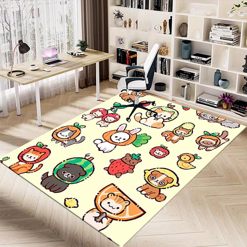 1PC Cat Fruit Extra Large Non-Slip Floor Carpet, Office, Family, Bedroom, Studio - Large Area Rug Indoor Rugs, Vibrant Colors-A294