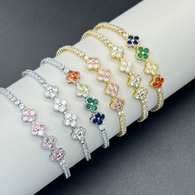 Bracelet Tennis Trefle à Quatre Feuilles en Zirconium Mode - Vente Chaude de Luxe