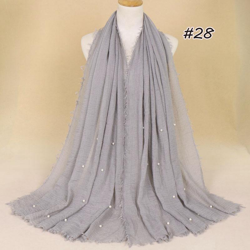 New Plain Crinkled Cotton Muslim Hijab Scarf Women Ladies Scarfs Shawls Head Wrap Pearl Beads Head Scarves Soft Muffler Stole