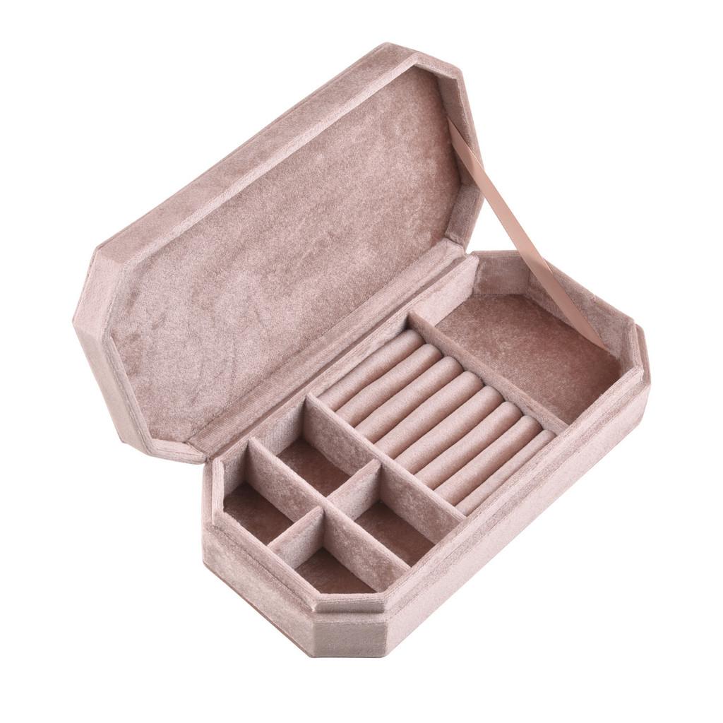 Velvet Travel Jewelry Organizer With Multi Compartment Storage For Home And Travel Use