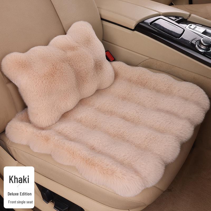 Winter Fleece Rabbit Fur Plush Car Seat Cushion 3-Piece Set