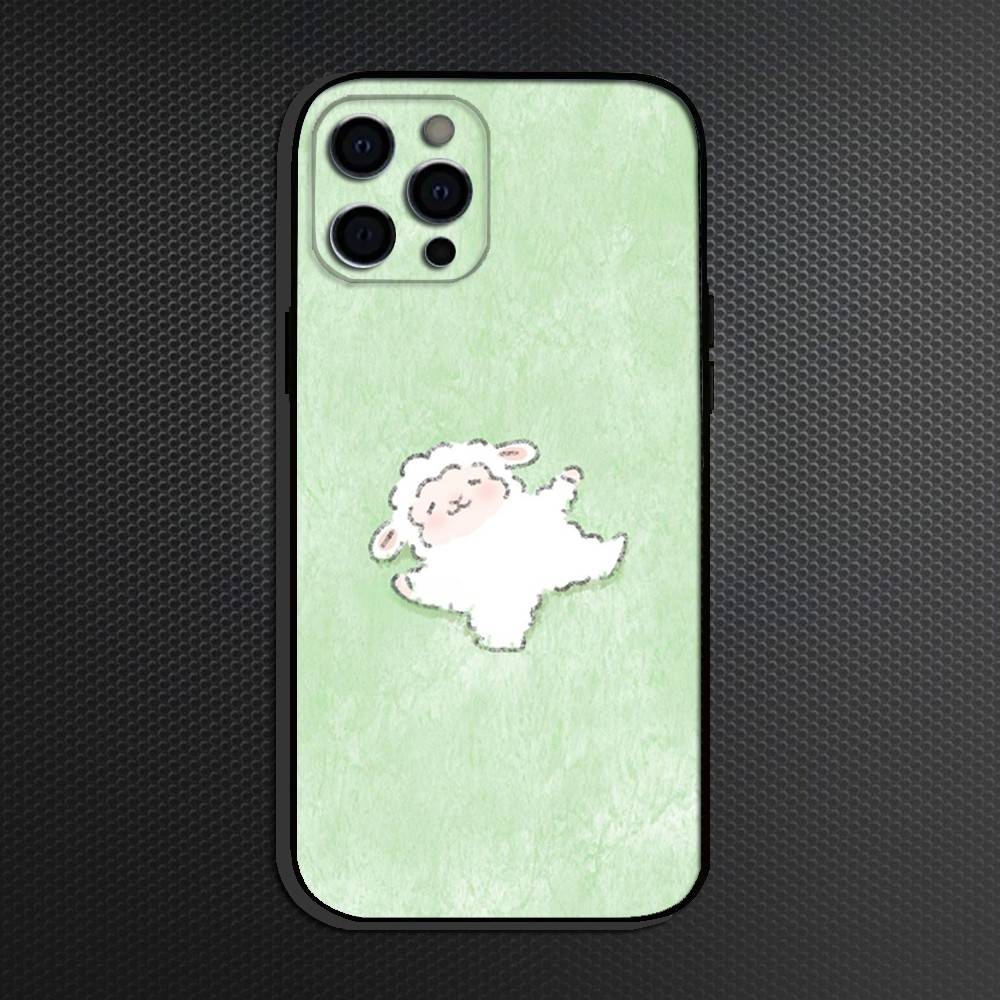 Little Sheep Phone Case For iPhone 16,15,14,13,12,11 Plus,Pro Max, Others Soft Black Cover