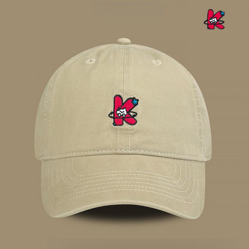 Anime Style Letter K Kitten Embroidery Baseball Cap Female Versatile Four Seasons Shade Cap Male