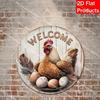1PC 2D Graphic Country Style Welcome Sign Rooster and Egg Pattern Home Porch Indoor Display Decor