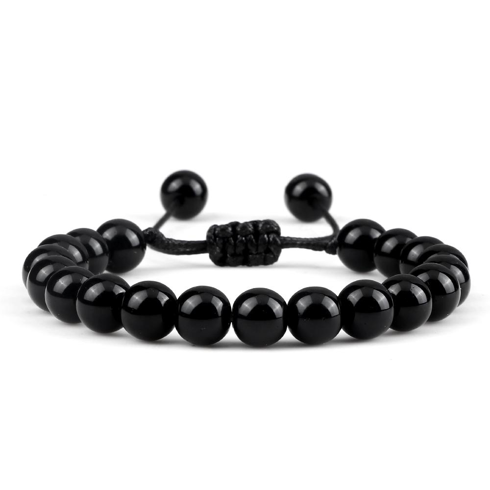 Hot 2pcs/Set Couples Distance Braid Bracelets Natural Stone White And Black Ying Yang Beads Bracelet Best Friend Strand Jewelry