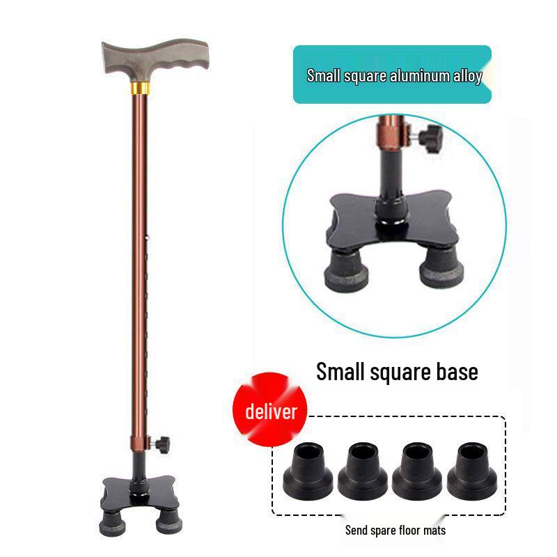 Adjustable Non-Slip Four-Legged Cane for Seniors - Lightweight Stainless Steel Walking Stick