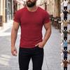 Herren Sommer Sport Fitness Freizeit Rundhals Elastisch Vertikal gestreift Rundhals Kurzarm T-Shirt