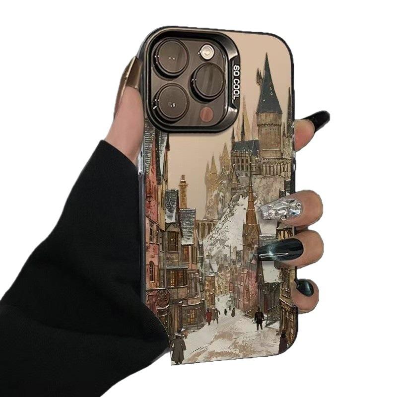 Retro castle style iPhone 16 Pro Max phone case, iPhone 17 Pro, new 15 premium, 14 Pro creative