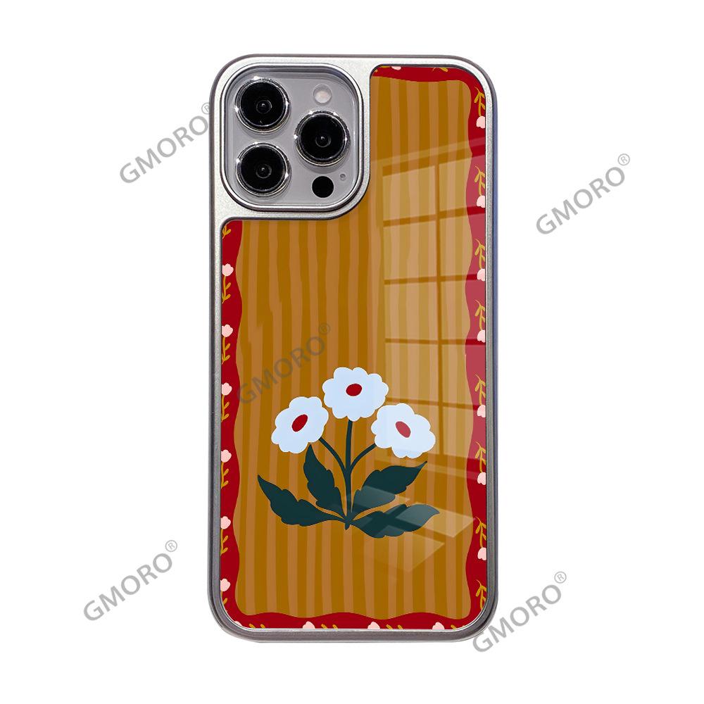 Artistic Small Daisies Are Suitable for Apple 17 Pro Glass Mobile Phone Case, Apple 16 All-inclusive Protective Case.