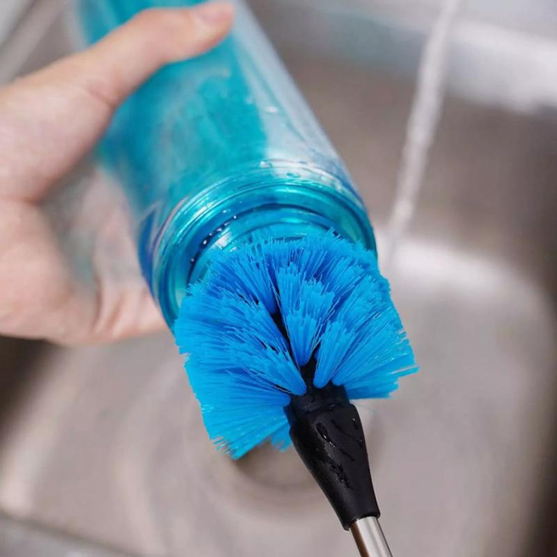 3-In-1 Stainless Steel Water Bottle Brush Set Cleaning Brush Long Handle Water Bottles Cleaner Washing Kitchen Scrubbing Tools