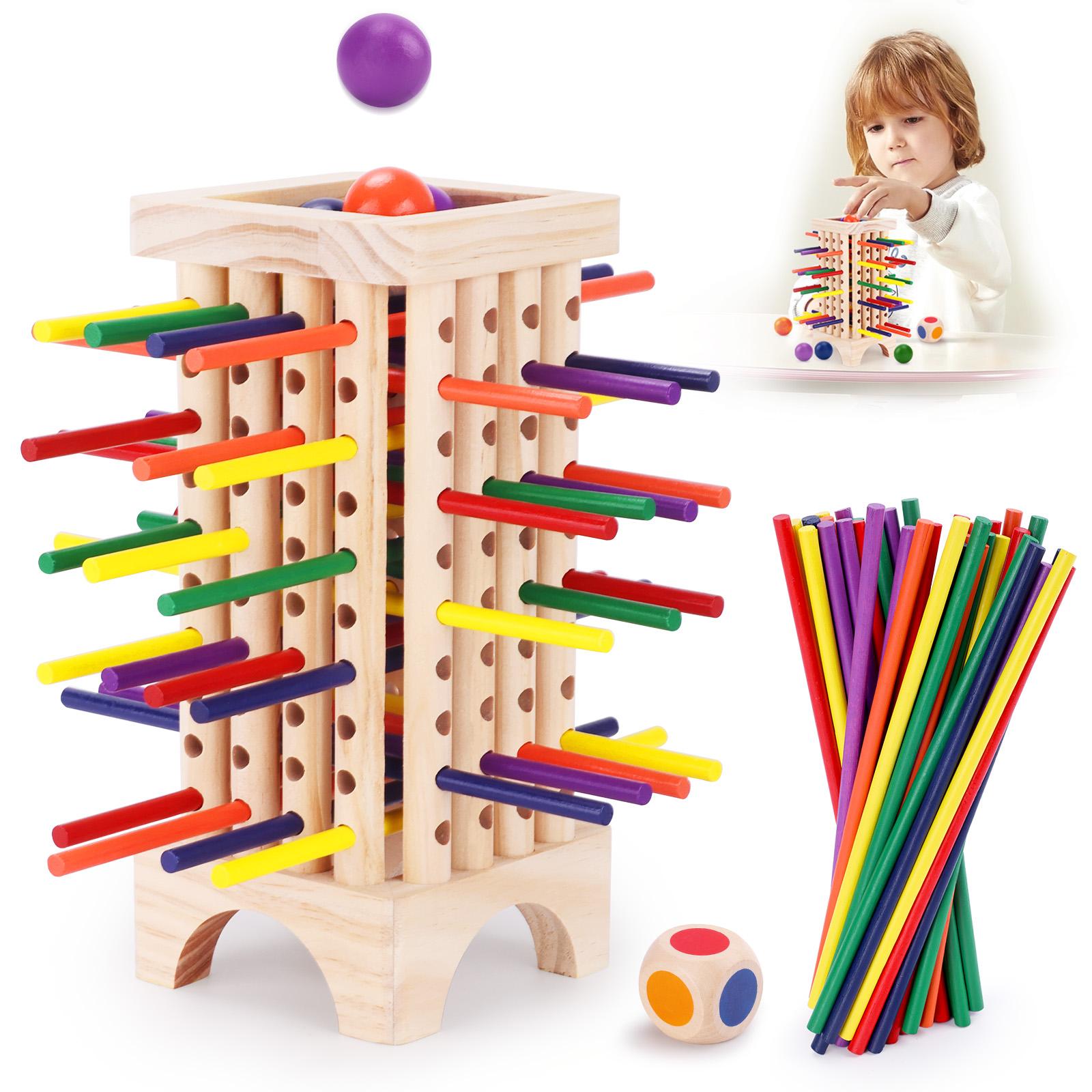

Baby Montessori Sensory Fine Motor Skills Toy Kids Balance Wooden Toys Color Cognitive Learning Counting Sticks Game Educational