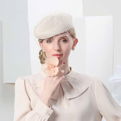 English Womens Church Hat Kentucky Fascinator with Veil Pill Box Hats Derby Womens Hats for Tea Party Wedding Hat