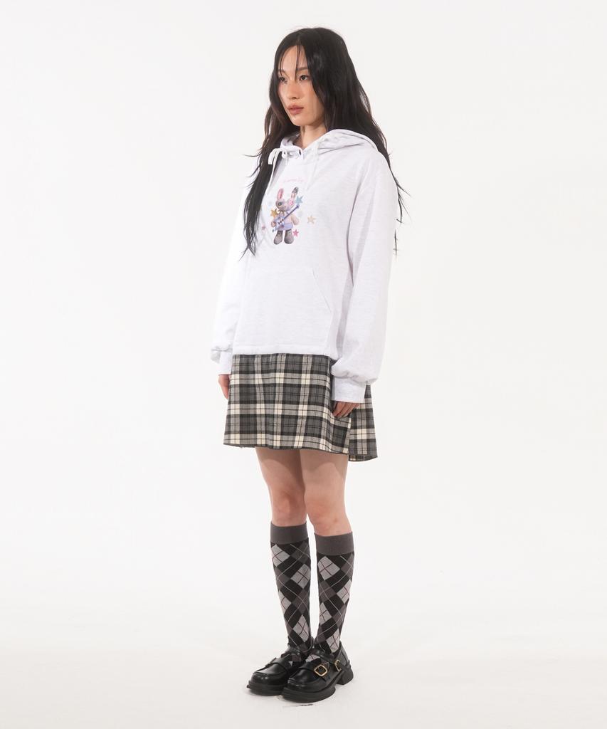 Panyoung Lovit Hooded Check Dress White Gray