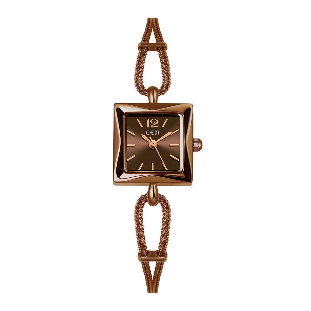 New Goldie niche women's watch simple small square plate alloy bracelet watch women's antique quartz watch