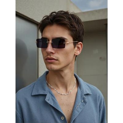 New Borderless Square Fashion Sunglasses for Travel Posing Concave Lens Trendy UV Protection